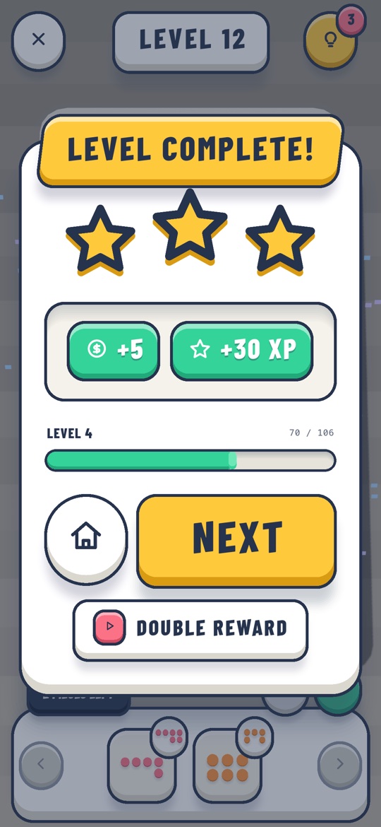 Level complete with three stars
